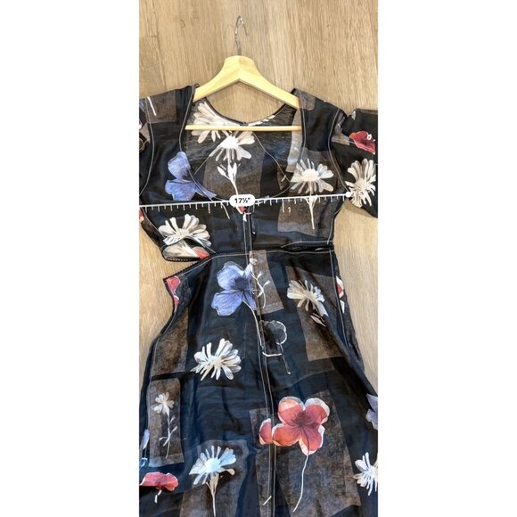 NEW GANNI  Women Maxi Silk Dress Flowers Black SIZE 36/ S - Picture 11 of 13